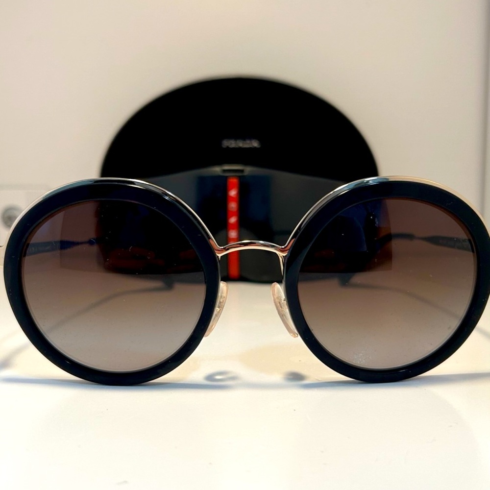 BNWT Prada Round Black/Gold Women’s Sunglasses